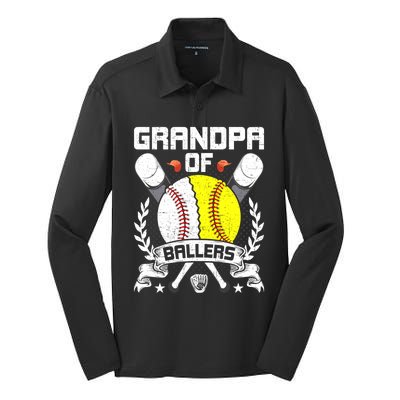 Grandpa Of Ballers Baseball Lover Gift Silk Touch Performance Long Sleeve Polo