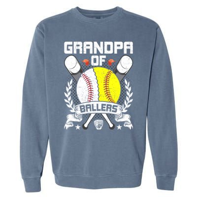 Grandpa Of Ballers Baseball Lover Gift Garment-Dyed Sweatshirt