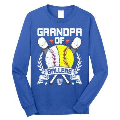 Grandpa Of Ballers Baseball Lover Gift Long Sleeve Shirt