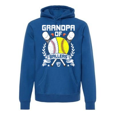 Grandpa Of Ballers Baseball Lover Gift Premium Hoodie