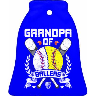 Grandpa Of Ballers Baseball Lover Gift Ceramic Bell Ornament