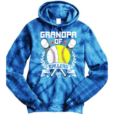 Grandpa Of Ballers Baseball Lover Gift Tie Dye Hoodie