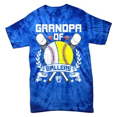 Grandpa Of Ballers Baseball Lover Gift Tie-Dye T-Shirt