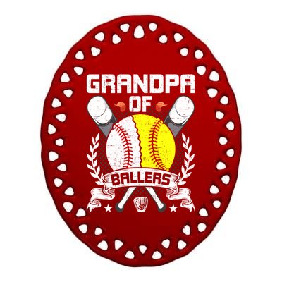 Grandpa Of Ballers Baseball Lover Gift Ceramic Oval Ornament