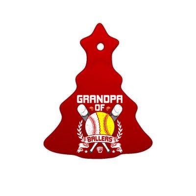 Grandpa Of Ballers Baseball Lover Gift Ceramic Tree Ornament