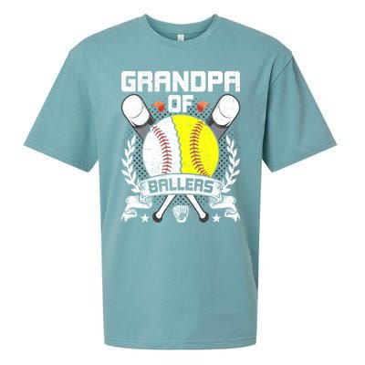 Grandpa Of Ballers Baseball Lover Gift Sueded Cloud Jersey T-Shirt