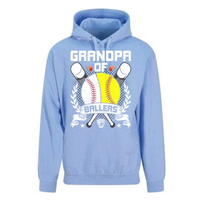 Grandpa Of Ballers Baseball Lover Gift Unisex Surf Hoodie