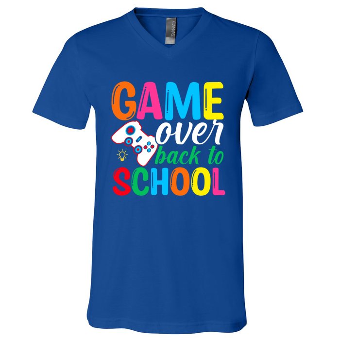 Game Over Back To School Video Games Happy First Day School Gift V-Neck T-Shirt