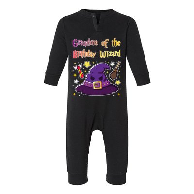 Grandma Of Birthday Wizard 9th Birthday Magic Theme Party Infant Fleece One Piece