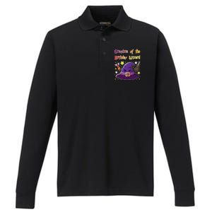 Grandma Of Birthday Wizard 9th Birthday Magic Theme Party Performance Long Sleeve Polo