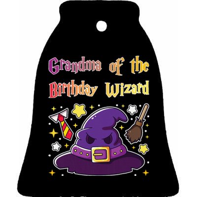 Grandma Of Birthday Wizard 9th Birthday Magic Theme Party Ceramic Bell Ornament