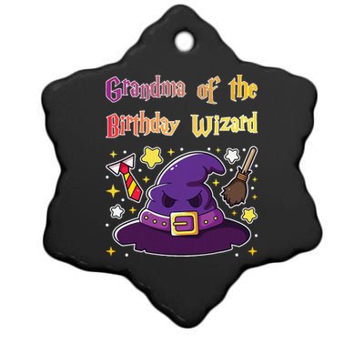 Grandma Of Birthday Wizard 9th Birthday Magic Theme Party Ceramic Star Ornament