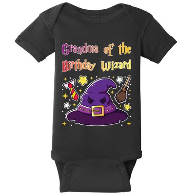 Grandma Of Birthday Wizard 9th Birthday Magic Theme Party Baby Bodysuit