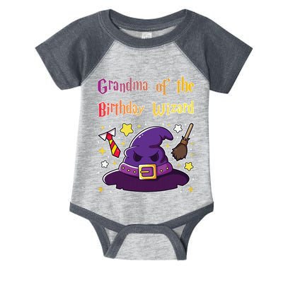 Grandma Of Birthday Wizard 9th Birthday Magic Theme Party Infant Baby Jersey Bodysuit