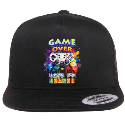 Game Over Back To School Watercolor Game Controller Flat Bill Trucker Hat