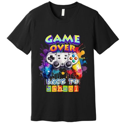 Game Over Back To School Watercolor Game Controller Premium T-Shirt