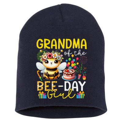 Grandma Of Beedaycostume Birthday Cute Bee Flowers Short Acrylic Beanie