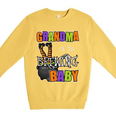 Grandma Of Brewing Baby Halloween Theme Baby Shower Spooky Premium Crewneck Sweatshirt