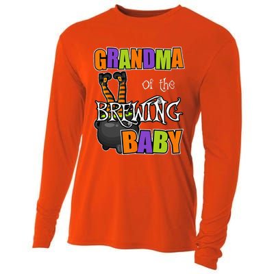 Grandma Of Brewing Baby Halloween Theme Baby Shower Spooky Cooling Performance Long Sleeve Crew