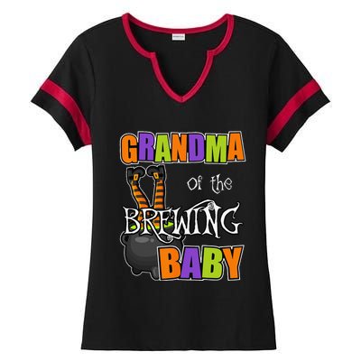 Grandma Of Brewing Baby Halloween Theme Baby Shower Spooky Ladies Halftime Notch Neck Tee