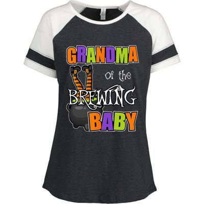 Grandma Of Brewing Baby Halloween Theme Baby Shower Spooky Enza Ladies Jersey Colorblock Tee