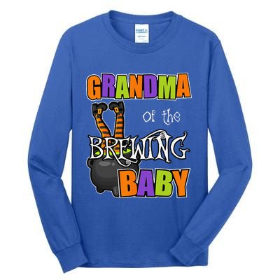 Grandma Of Brewing Baby Halloween Theme Baby Shower Spooky Tall Long Sleeve T-Shirt