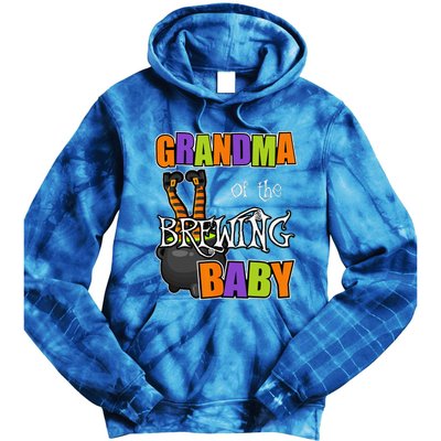 Grandma Of Brewing Baby Halloween Theme Baby Shower Spooky Tie Dye Hoodie