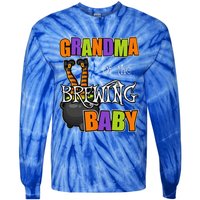 Grandma Of Brewing Baby Halloween Theme Baby Shower Spooky Tie-Dye Long Sleeve Shirt