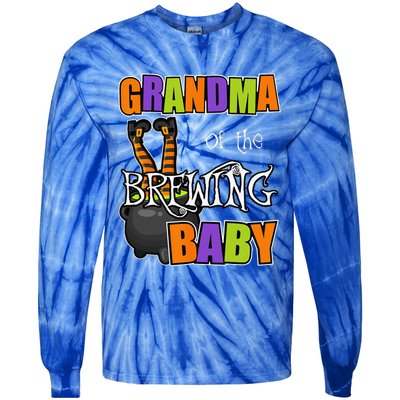 Grandma Of Brewing Baby Halloween Theme Baby Shower Spooky Tie-Dye Long Sleeve Shirt