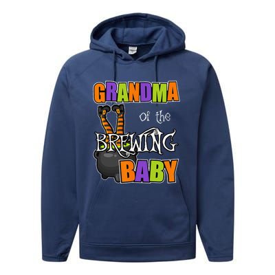 Grandma Of Brewing Baby Halloween Theme Baby Shower Spooky Performance Fleece Hoodie