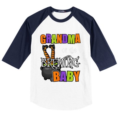 Grandma Of Brewing Baby Halloween Theme Baby Shower Spooky Baseball Sleeve Shirt