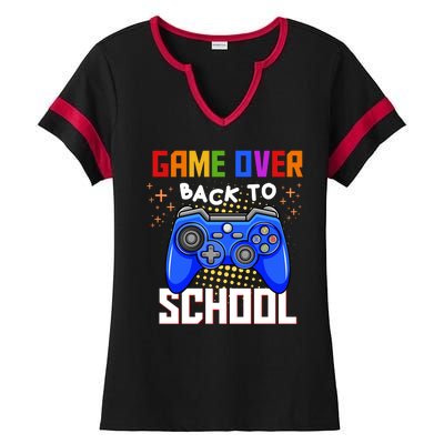 Game Over Back To School Funny Ladies Halftime Notch Neck Tee