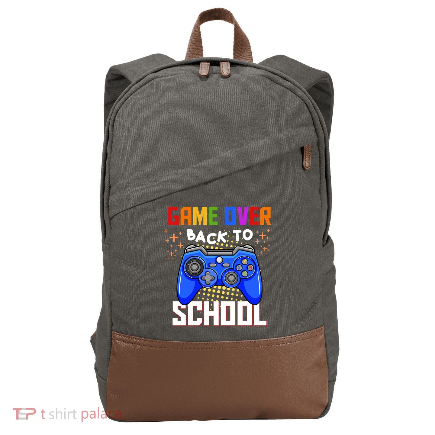 Game Over Back To School Funny Cotton Canvas Backpack