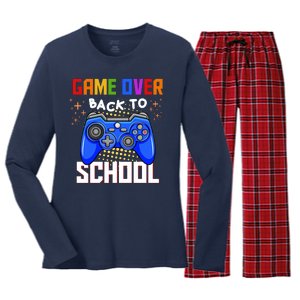 Game Over Back To School Funny Women's Long Sleeve Flannel Pajama Set 