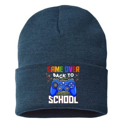 Game Over Back To School Funny Sustainable Knit Beanie