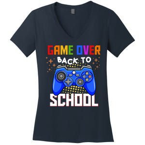 Game Over Back To School Funny Women's V-Neck T-Shirt