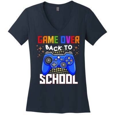 Game Over Back To School Funny Women's V-Neck T-Shirt