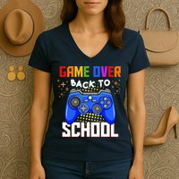 Game Over Back To School Funny Women's V-Neck T-Shirt