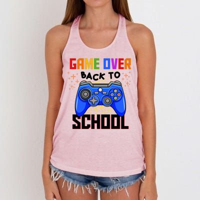 Game Over Back To School Funny Women's Knotted Racerback Tank