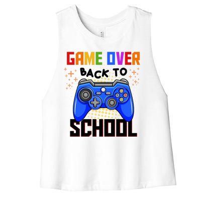 Game Over Back To School Funny Women's Racerback Cropped Tank