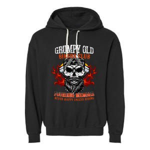 Grumpy Old Bikers Club Founding Member Motorcycle Riders Garment-Dyed Fleece Hoodie