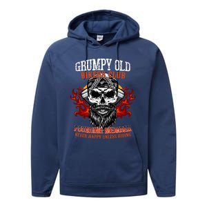 Grumpy Old Bikers Club Founding Member Motorcycle Riders Performance Fleece Hoodie