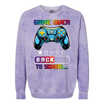 Game Over Back To School Gamer Colorblast Crewneck Sweatshirt