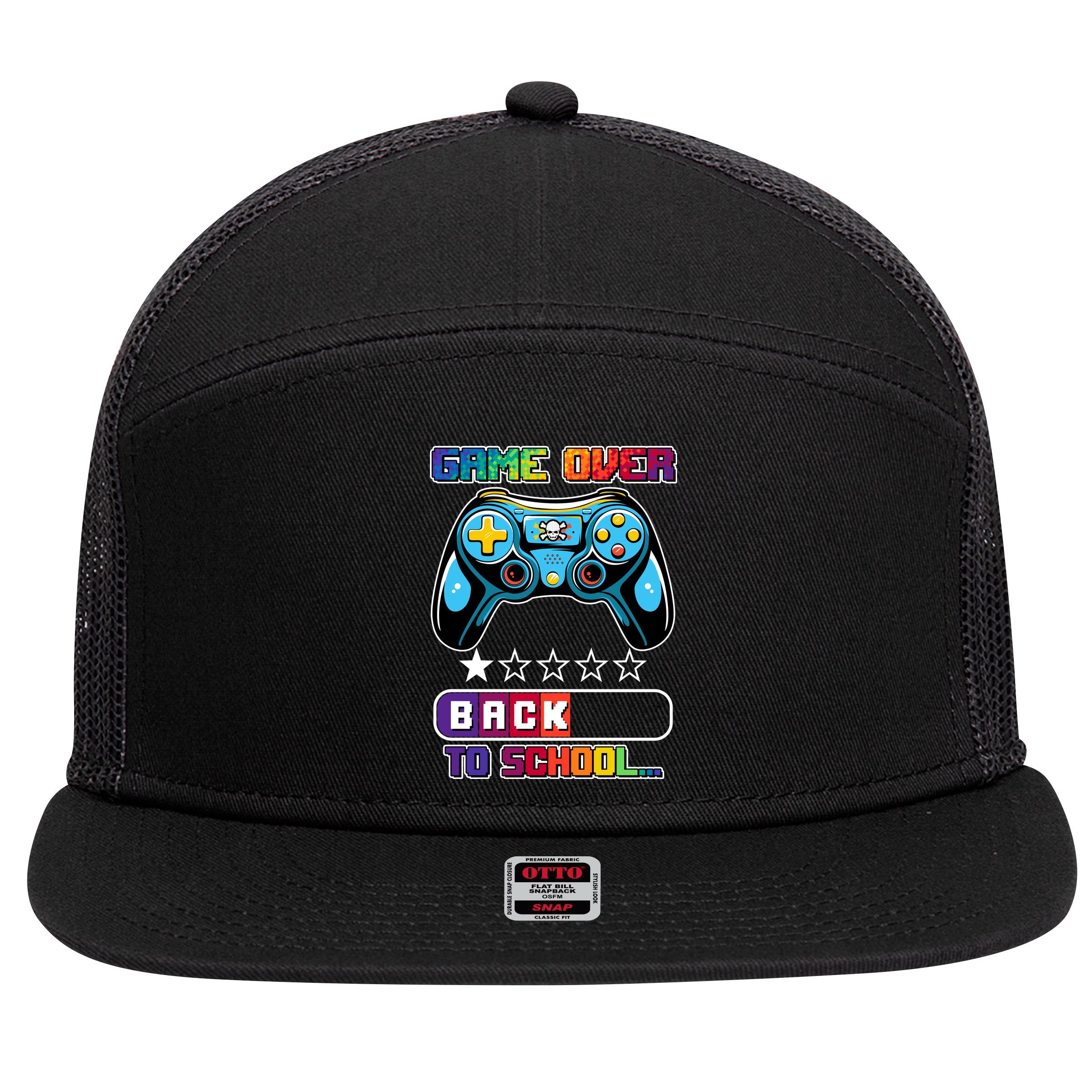 Game Over Back To School Gamer 7 Panel Mesh Trucker Snapback Hat