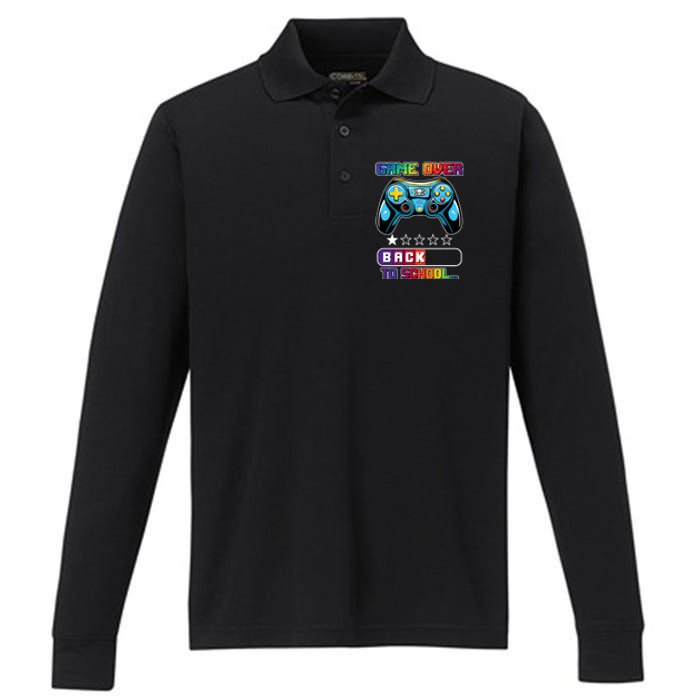 Game Over Back To School Gamer Performance Long Sleeve Polo