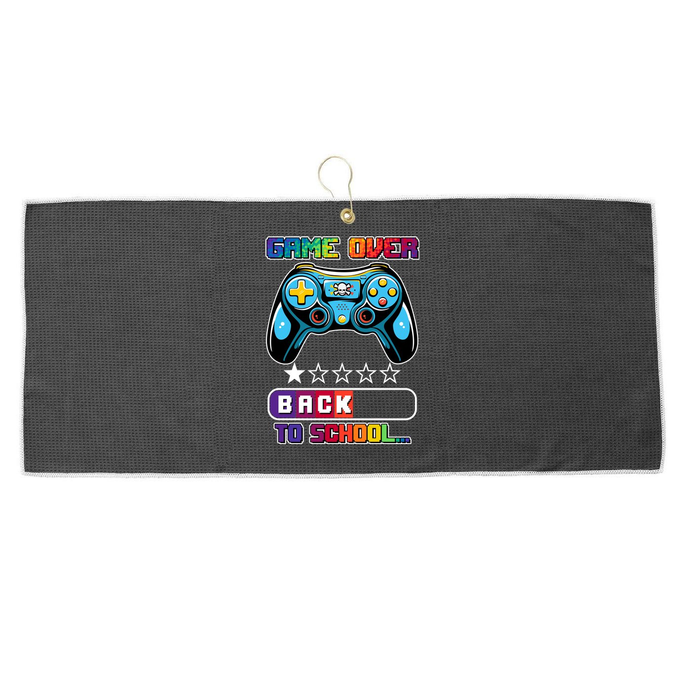 Game Over Back To School Gamer Large Microfiber Waffle Golf Towel
