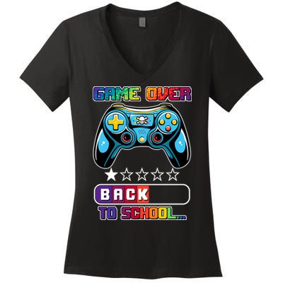 Game Over Back To School Gamer Women's V-Neck T-Shirt