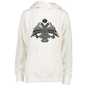 Greece Orthodox Byzantium Cross Nika Eagle Greek Big Chest Womens Funnel Neck Pullover Hood