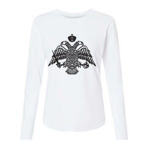 Greece Orthodox Byzantium Cross Nika Eagle Greek Big Chest Womens Cotton Relaxed Long Sleeve T-Shirt