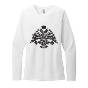 Greece Orthodox Byzantium Cross Nika Eagle Greek Big Chest Womens CVC Long Sleeve Shirt